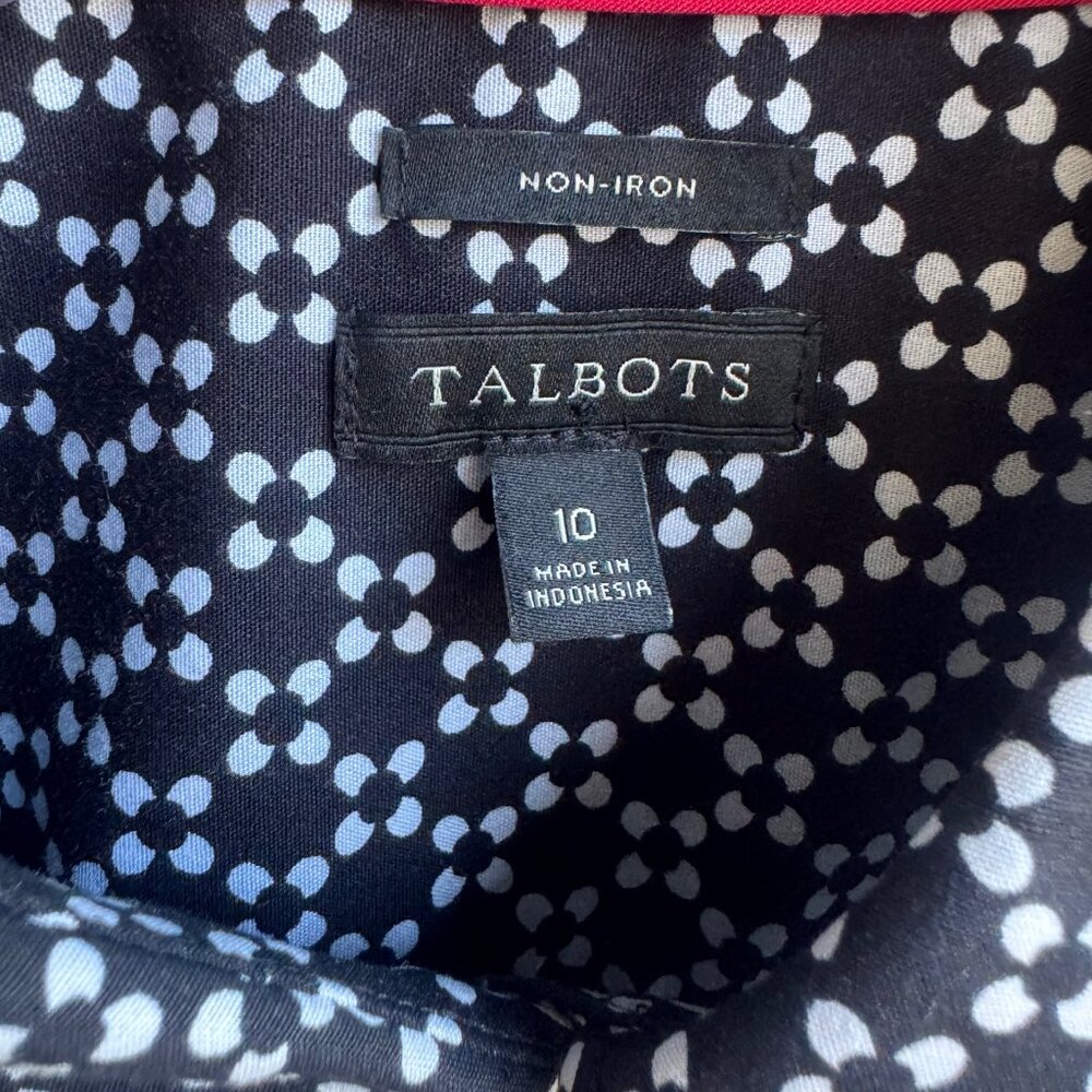 Talbots Long Sleeve Collared Half Button Black/Wh… - image 3
